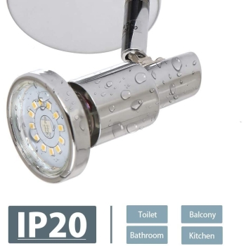 Kinkiet niklowana lampa ścienna IP22 łazienka salon z żarówką GU10 LED 3W [Artp]